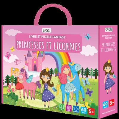 Livre et puzzle Fantasy Princesses et licornes 60pcs