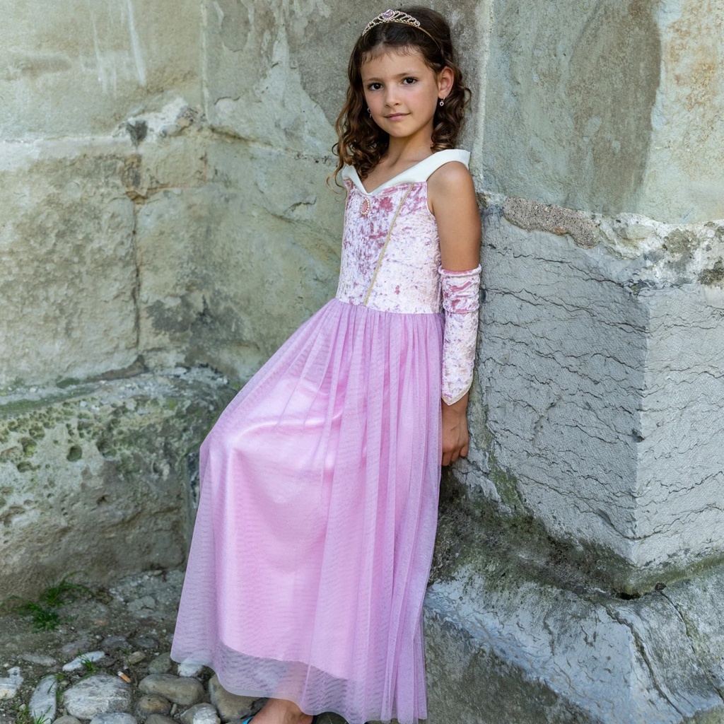 Robe de princesse velours 5-6 ans - Rose