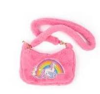 sac à main peluche rose licorne arc-en-ciel
