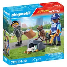 Playmobil - Police chien de recherche, voleur et accessoire 