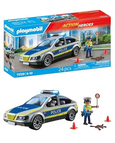 Playmobil - Voiture de police avec sirène et gyrophare 