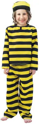 Costume prisonnier - noir/jaune -enfant 7/9