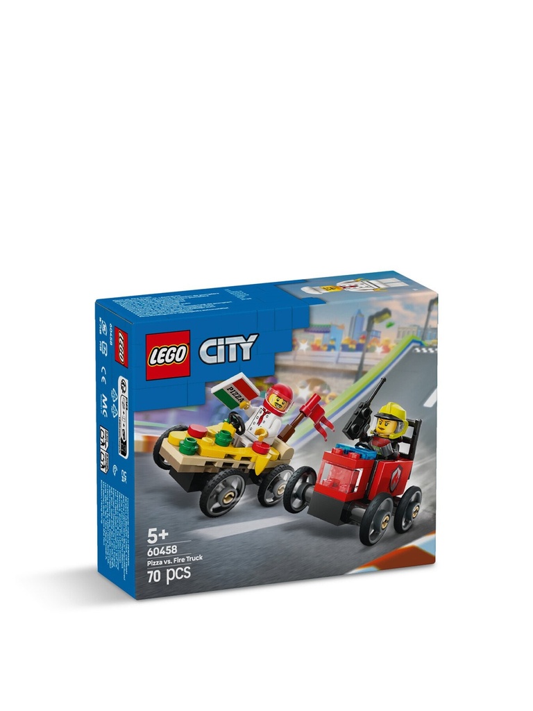 LEGO City Pizza Vs. Fire Truck Race Car Pack Toy 60458