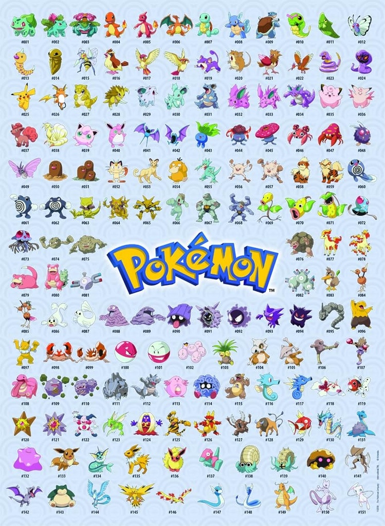 Puzzle 500 pce Pokémon Pokédex 1ière génération