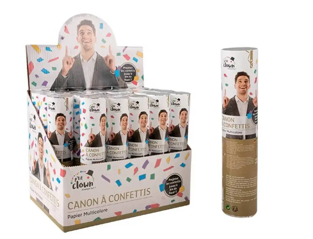 Canon à confettis papier - 20 cm - multicolore
