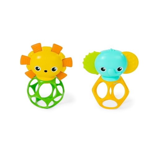 Bright Starts Soother Pals Easy-Grasp Teether Toys  2-Pack Lion and Elephant 