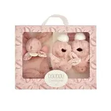 LAPIN DOUDOU - Coffret Chaussons et Doudou Rose