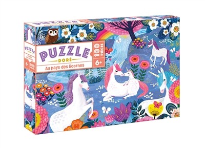 Puzzle doré au pays des licornes 100 pcs