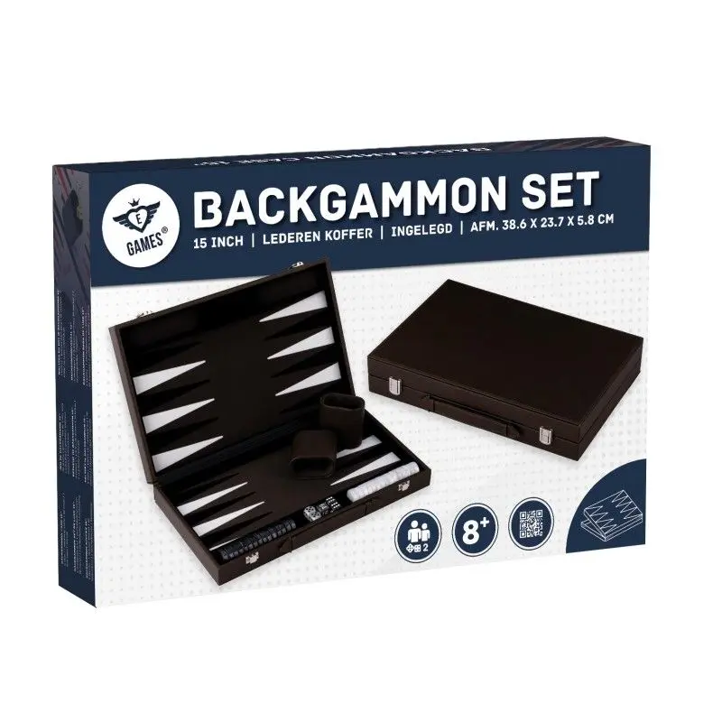 Backgammon set – en cuir vegan kaki – 38 cm