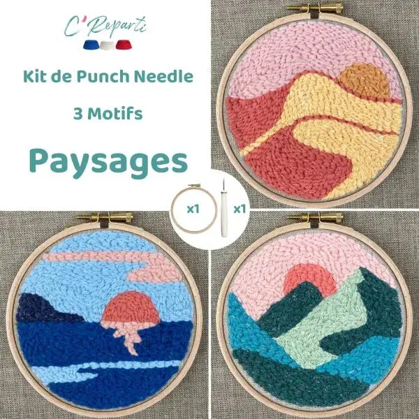 Kit Punch Needle 3 motifs Paysages