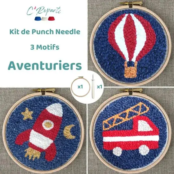 Kit Punch Needle 3 motifs Aventuriers