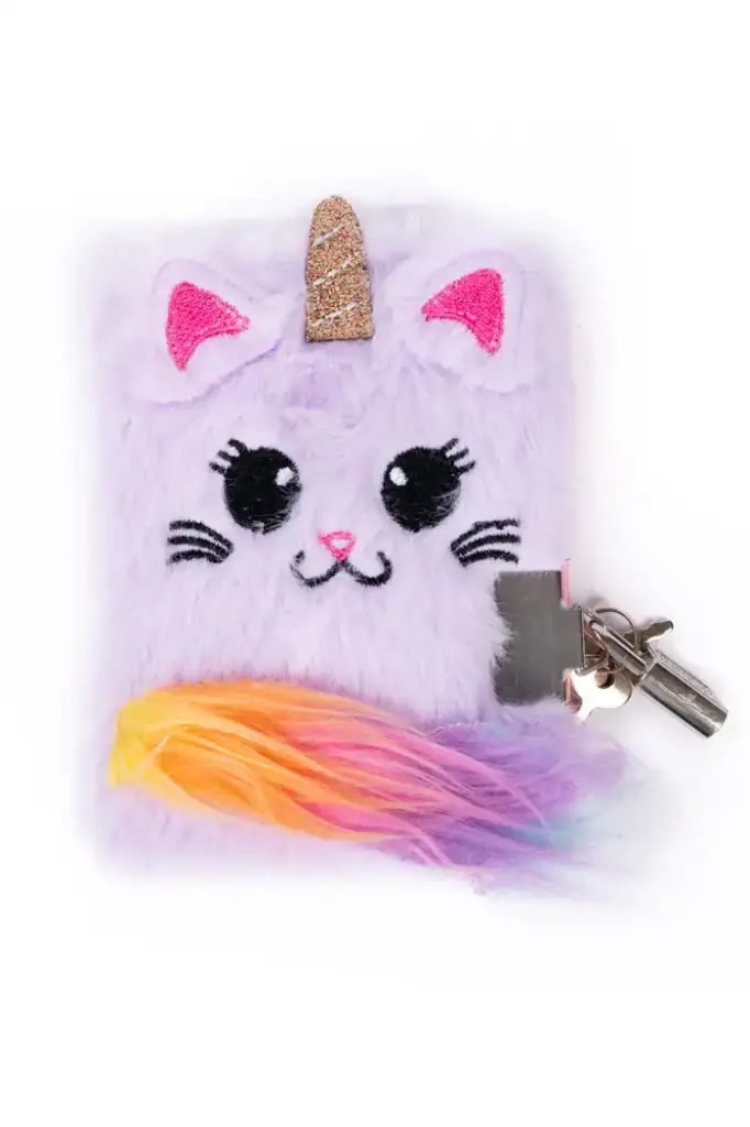 Journal intime peluche avec stylo - Chaton/Licorne