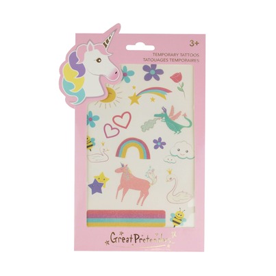 1 feuille de tatouages (21 pièces) - Licorne