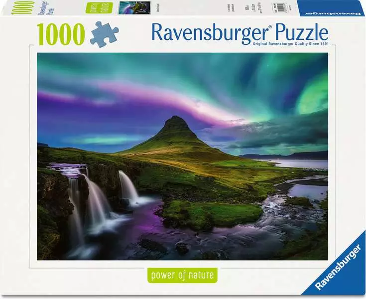 Puzzle 1000 pcs - Aurores boréales au-dessus de Kirkjufell