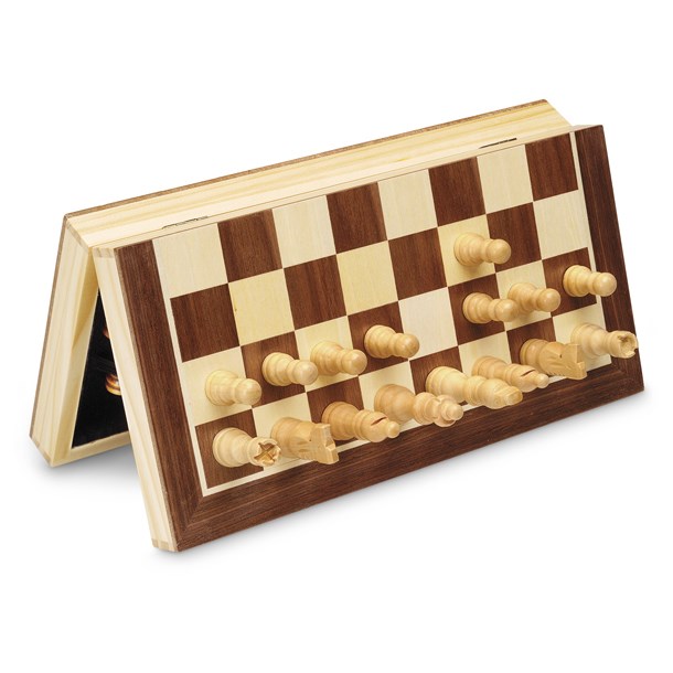 Échecs Magnétiques En Bois Marqueterie 30X30 Cm