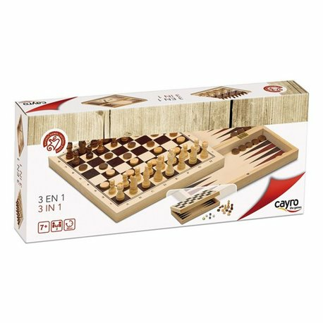 Set de 3 jeux : Échecs, Dames et Backgammon