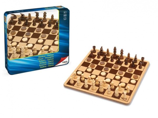 Jeu de dames et échecs - Boîte métal