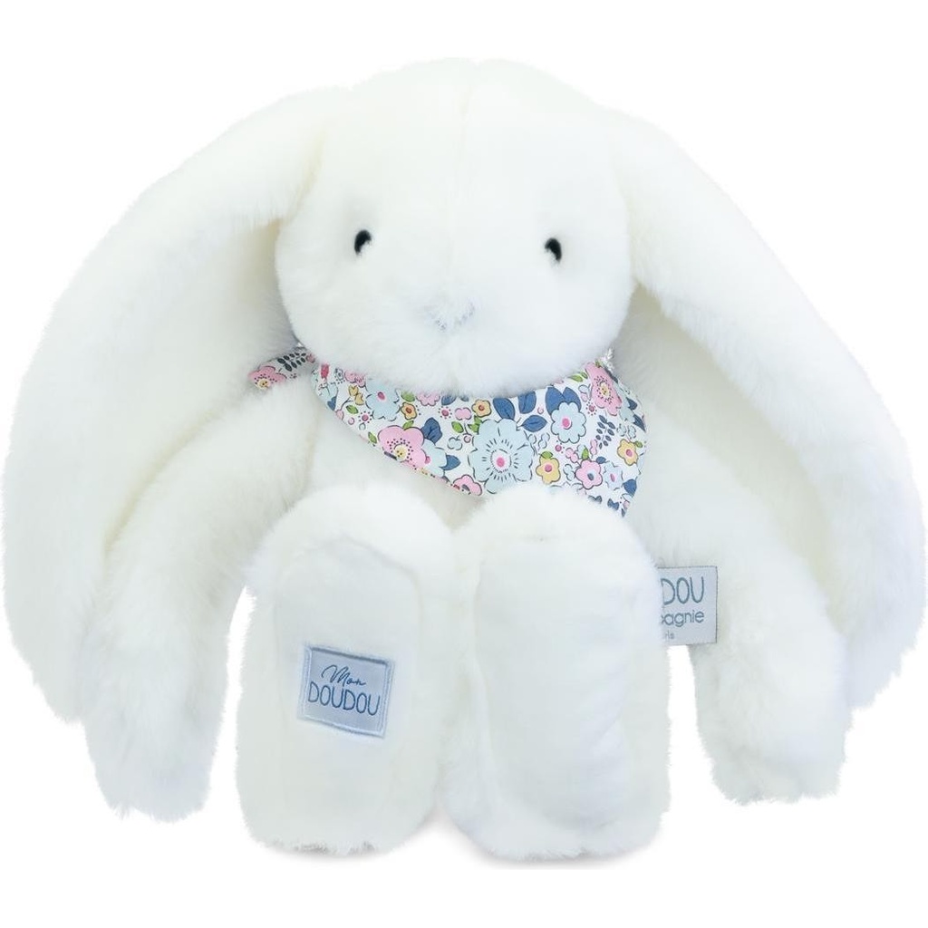 Doudou Et Compagnie - Lapin Fleurette blanc 35cm