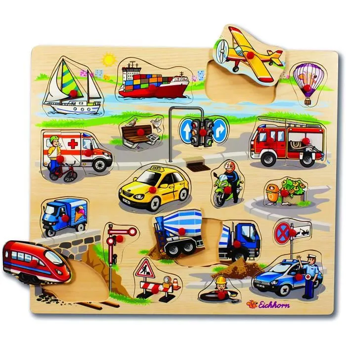 Seconde Vie - Puzzle véhicules bois