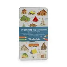 12 crayons de couleurs - L'explorateur - Le jardin
