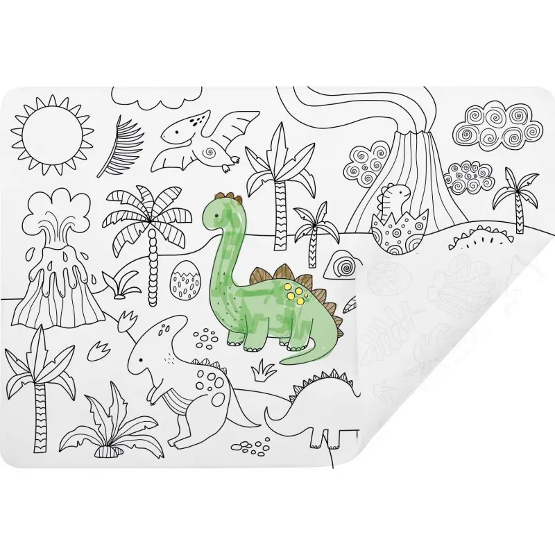 Set de table a colorier en silicone theme dinosaure 