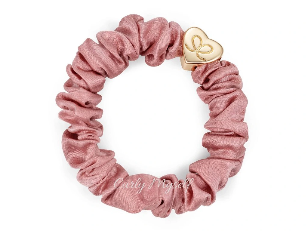 byEloise - Chouchou en soie Gold Heart Champagne Pink