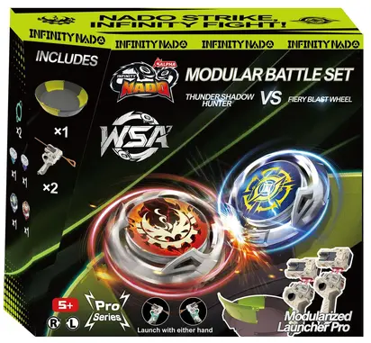 Infinity Nado - Battle Set Arène + 2 Lanceurs Ambidextre + 2 Toupies Métal