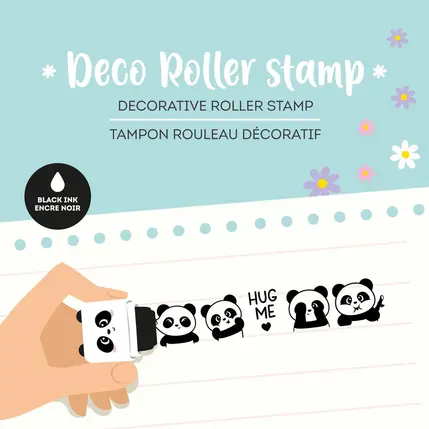 TAMPON A ROULEAU DECORATIF PANDA ENCRE NOIRE 