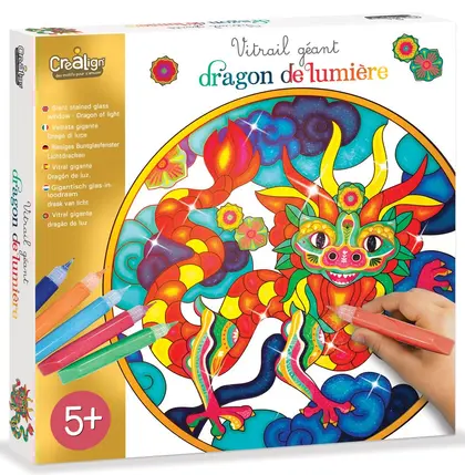 Vitrail géant à suspendre - Dragon de lumière