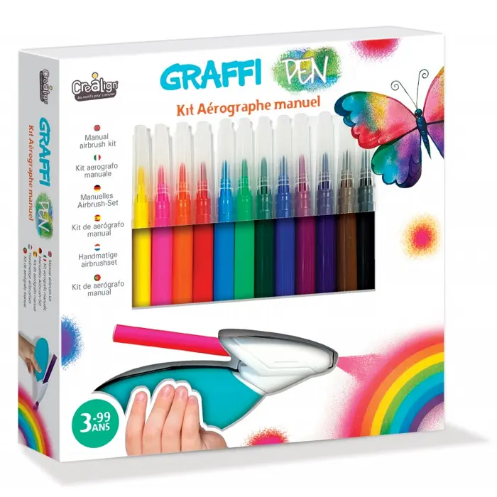 New Graffi Pen - Kit Aerographe avec 12 Feutres 
