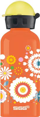 [6587309] Gourde métal 0,4L - Fleurs orange