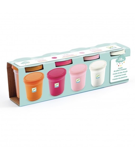 [DJ09026] 4 Pots de Pâte à Modeler Orange-Magenta-Rose-Blanc