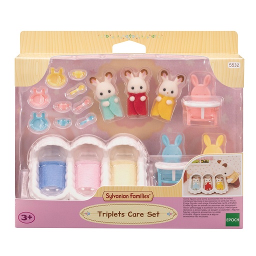 [5532] Sylvanian Families - Les triplés lapin chocolat et accessoires de puériculture