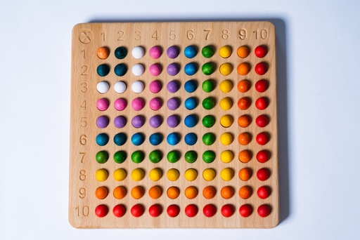 Pagalou - Set de multiplication 10X10 avec 100 boules en bois