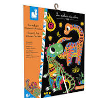 [J07889] Scratch art Dinosaures silhouettés