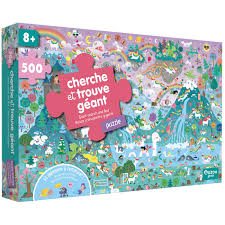 [JE220003-1] Puzzle cherche et trouve géant 500 pcs Les licornes