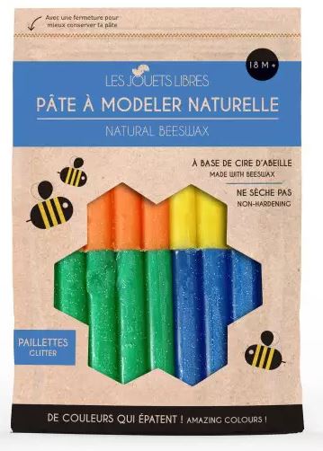 Pâte à modeler naturelle - 4 couleurs pailletées