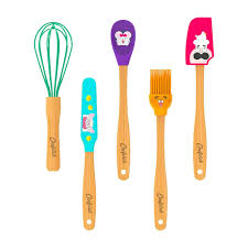 [2KIDC917] Chefclub Kids - Kit de mini ustensiles (fouet, maryse, pinceau, cuillère, spatule)