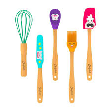 [2KIDC917] Chefclub kids - Kit de mini Ustensiles (Fouet, maryse, pinceau, cuillère, spatule)