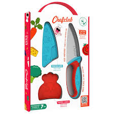 [2KITC318] Chefclub kids - Couteau du chef  bleu & rouge