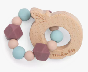 [715374] Hochet anneau bois et silicone Pomme - Après la pluie