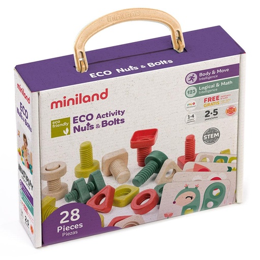 [8232255] Miniland boulons et écrous 24pcs + 4 cartes