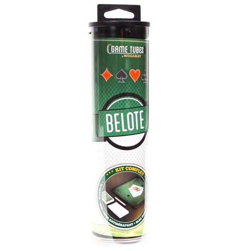 [WOG061TB] Game tubes - Belote Mini Tapis Antidérapant + 32 Cartes