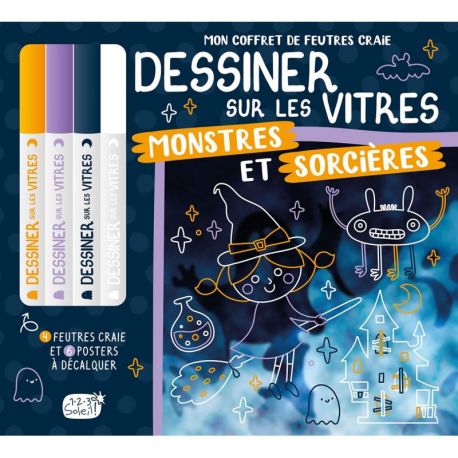 [AU08196] Mon Coffret de Feutres Craie Dessiner sur les Vitres - Monstres et Sorcières