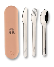 Citron - Ensemble de Couverts avec Boîte en Silicone Blush Pink