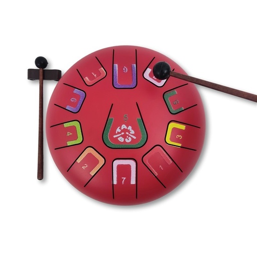 [11306] Tambour de langue TAMBU rouge en acier 8 pouces, 11 notes