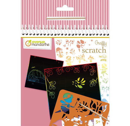 [GY146C] Avenue mandarine - Graffy scratch Fées + 1 pochoir