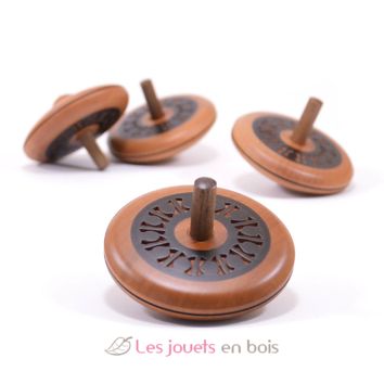 [CI304] Toupie Mader Leporello bois brun avec relief 55mm