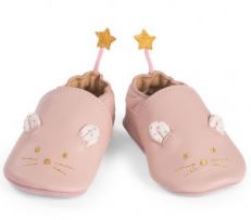 [667012] Chaussons en cuir Souris Rose 6/12 mois - La petite école de danse