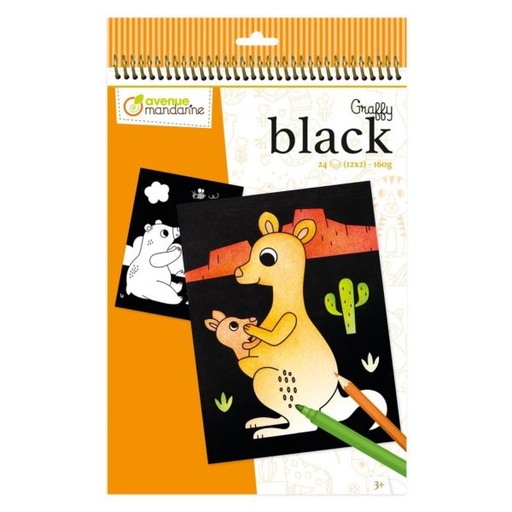 [GY158C] Avenue mandarine - Graffy black Animaux du monde